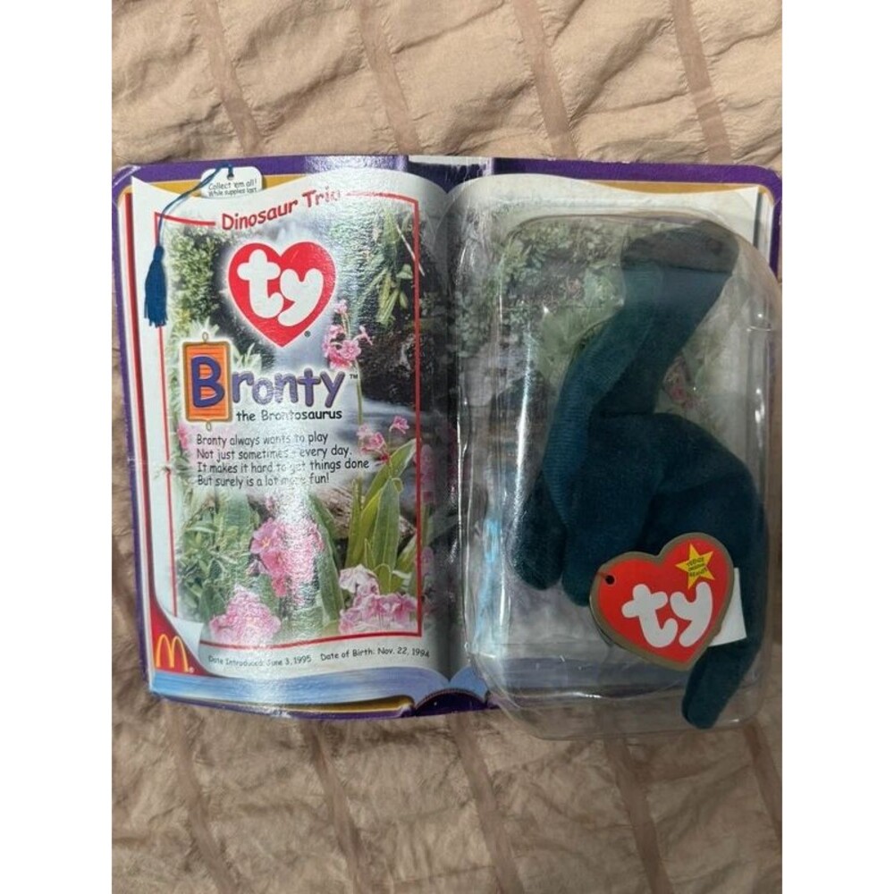 Y2K TY Beanie Dinosaur Bronty Trio Plush